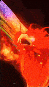 a painting of an eagle with its mouth open and the word adn on the bottom right