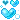 a pixel art illustration of three blue hearts floating in the air .