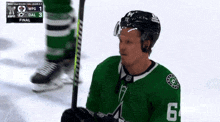 a hockey player with the number 6 on his shirt
