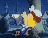 a cartoon character is sitting under a tree drinking from a cup