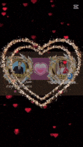 a heart with a picture of a man and a picture of a woman inside of it