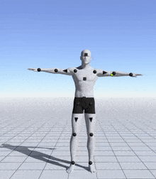 a 3d model of a man with triangles on his arms