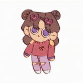 a drawing of a girl with hearts on her hair