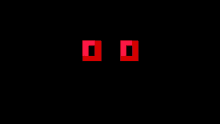 two red squares on a black background with the letters o and d