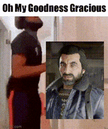 a man with a beard is standing next to another man with a beard