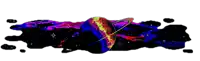 a pixel art of a colorful planet with a ring around it