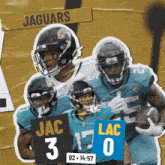 a group of jaguars players are holding a football in their hands