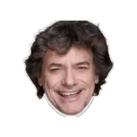 a close up of a man 's face with a smile on it