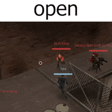 a screenshot of a video game that says open