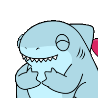 a cartoon shark is holding a heart with the word uwu on it