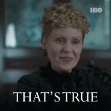 a woman says that 's true next to a picture of her