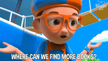 Where Can We Find More Books Blippi GIF - Where Can We Find More Books Blippi Blippi Wonders - Educational Cartoons For Kids GIFs