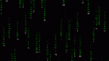 green letters on a black background including the letters a b c d e f g h i j k and l