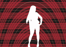 a blue plaid background with a white silhouette of a person