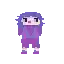 a pixel art illustration of a girl with purple hair and purple shorts .