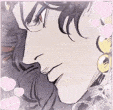a drawing of a woman 's face with hearts around it
