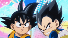 a cartoon character named goku and vegeta are standing next to each other