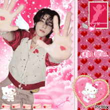 a picture of a boy with hello kitty and the name jake on it
