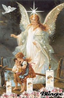 angel de la guardia angel wings sparkle candles