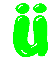 a green letter u with two dots on it