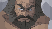 a cartoon of a man with a beard and a serious look on his face