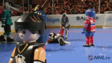 a hockey game sponsored by nhl.tv is being played