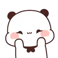 a cartoon panda bear with a bow tie is holding its paws up and smiling .