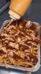 Chicken And Fries Food GIF - Chicken And Fries Food Hot Chicken And Cheese Fries Platter GIFs