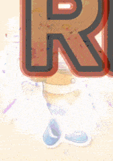 the letter r is on a white background with a glass