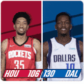 a rockets player and a dallas player are shown