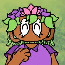 a drawing of a person with a flower crown on their head and the word silly on the bottom