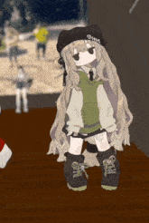 a girl with long hair wearing a hat that says g4tm