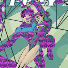 the cover of a comic book shows a man and a woman dancing