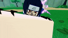 a cartoon character with a white headband with the letter g on it is in a video game