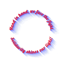 red white and blue circle with the words solidarity shines our light