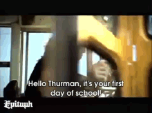 Hello, Thurman! It'S Your First Day Of School! From Etf'S Music Video For Situations GIF - Thurman First Day Of Shcool Escape The Fate GIFs