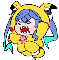 a cartoon drawing of a girl wearing a pikachu outfit