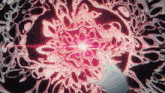 a person 's hand is pointing at a pink flower in a kaleidoscope pattern