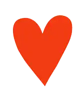 a red heart on a white background with a shadow