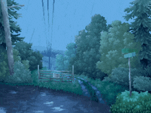 a pixel art painting of a fenced in area with a sign that says ' no entry '