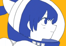 a drawing of a person wearing a helmet with a cat ear on it