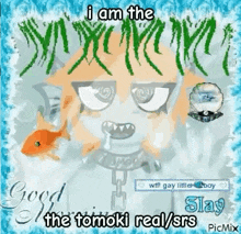 a picture of a cartoon character with a fish in his mouth and a good morning message .