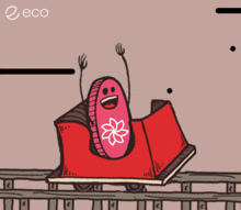 a cartoon of a roller coaster with the word eco on the bottom right