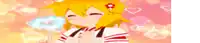 a cartoon girl with yellow hair and a flower in her hair is smiling and giving a thumbs up .