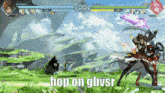a screenshot of a video game with the words hop on gbvsr at the bottom