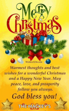 a christmas card with the name mackeys on it