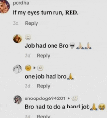 a screenshot of a facebook post with a reply from snoopdog694201