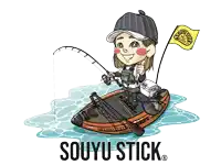 a cartoon of a girl fishing on a souyu stick