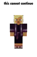 a minecraft character with the words " this cannot continue " above it