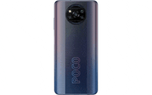 the back of a black poco phone with a camera